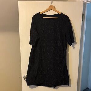 COS Black Short Sleeve Dress with embroidered circle Pattern